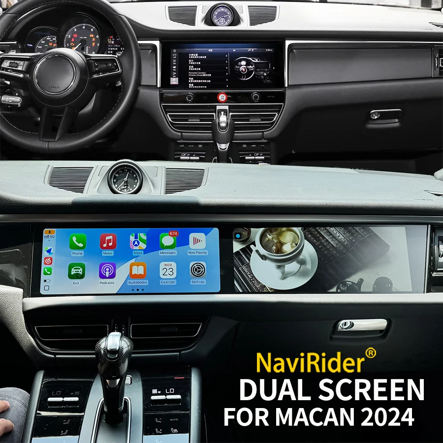 Dual Screen 24.6inch For Porsche Macan 2018-2024 Car Multimedia Video Player GPS Navigation Radio Carplay 4G Auto 360 Head Unit