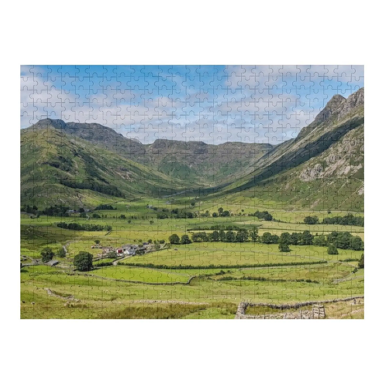 

Great Langdale Ambleside Mickleden Valley Панорамная фотография Вид Великобритания Англия Озеро Район Подарок Пазл Аниме Пазл