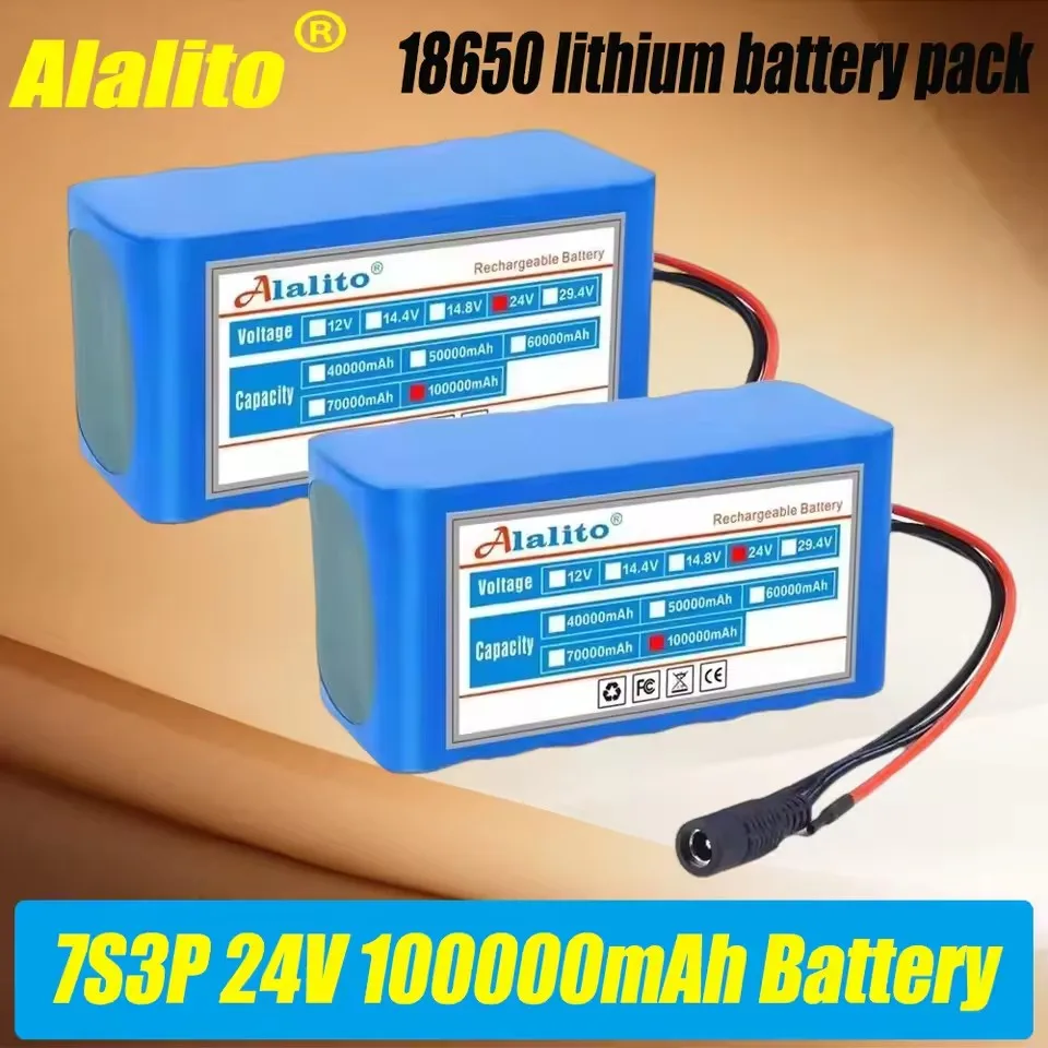 7S3p 100Ah18650 lithium battery rechargeable battery with BMS protection board lithium-ion battery pack with charger