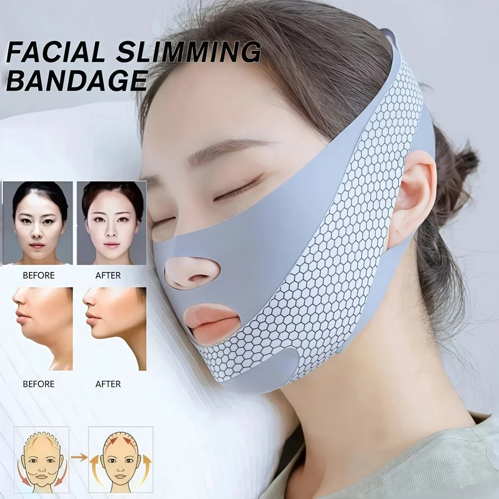 One Plus One Set Sleep Facial V-Shaped Shaping Strap Double Chin Reducing Facial Lifting Massage Slimming Face Strap
