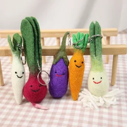 Cute Expression Vegetable Doll Keychains Handmaking Wool Felt Knitting Keyrings Fruit Series Funny Keychain Custom Packaging