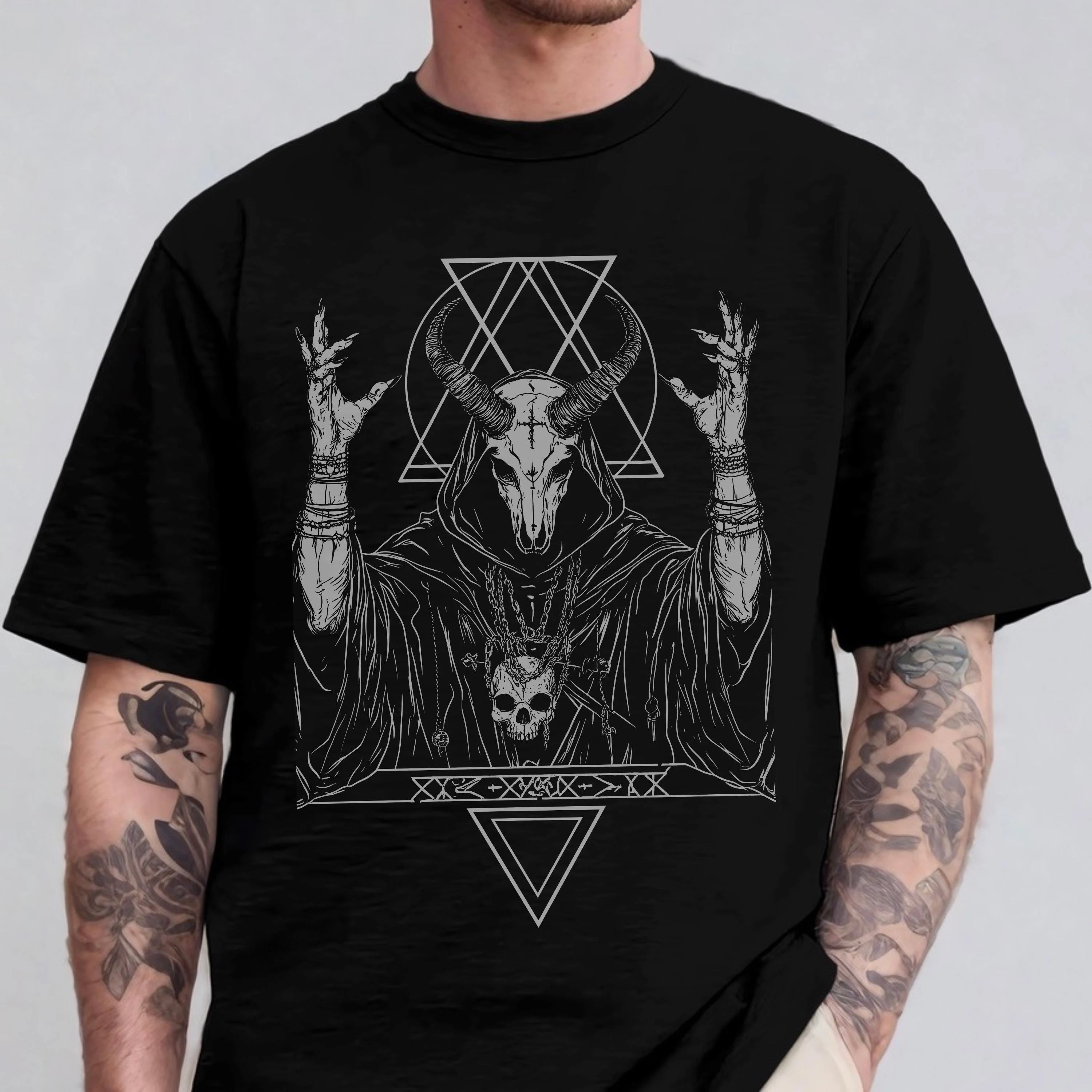 Summer Gothic Mysterious Comfortable Color T-shirt, Punk Pattern T-shirt, Horror Garbage Rock Shirt