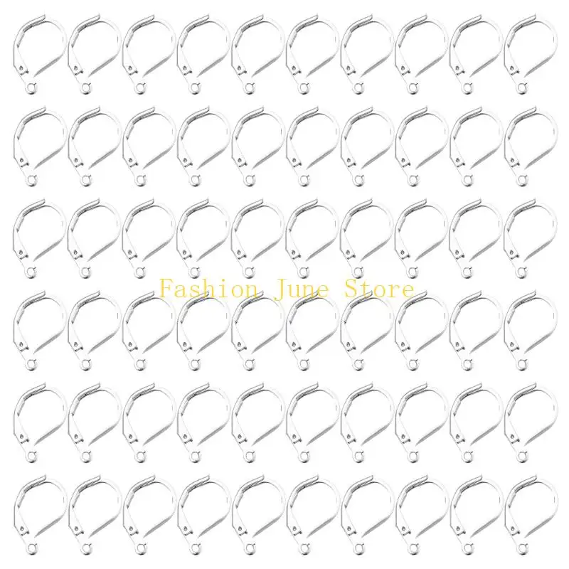 N5KA Earring Hooks for Jewelry Making, 60 Piece Leverback Metal Set with Bottom Loop for Drops, Beads and Earring Repair