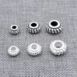 925 Sterling Silver Small Gear Donut Beads 4mm 5mm 6mm for Bracelet Necklace