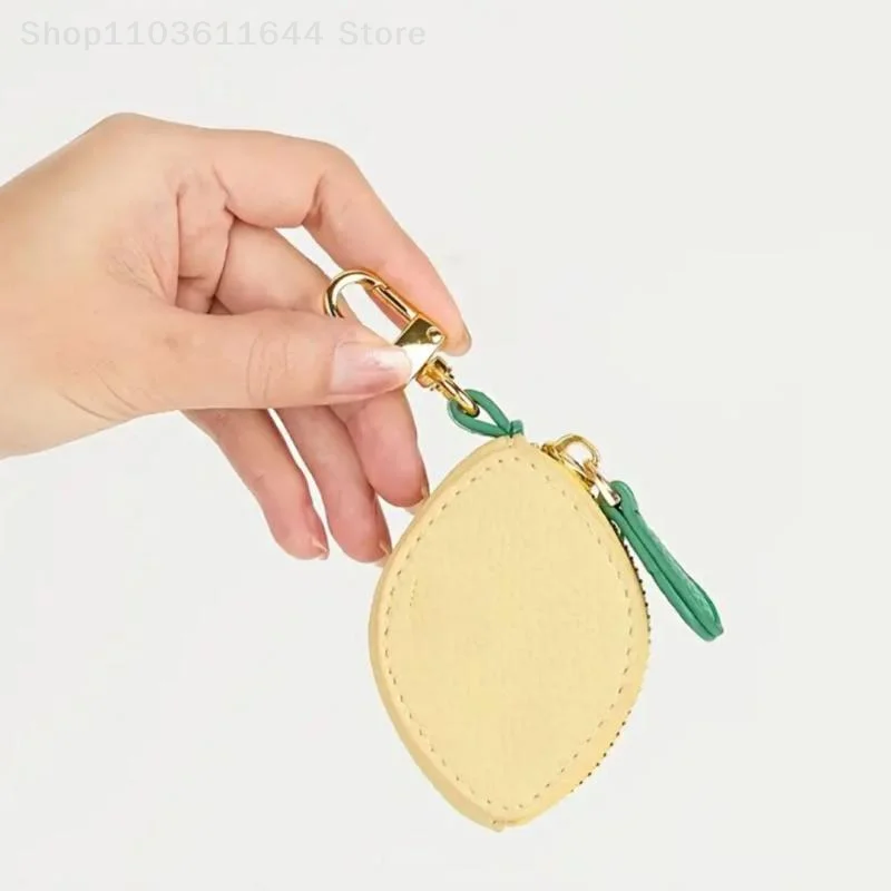 

Cute Yellow Lemon Coin Bag Small Wallet Portable Multifunctional Coin Purse Earphone Storage Bags With Keychain