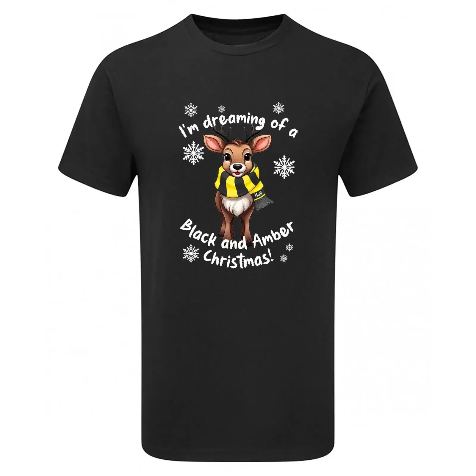 Kids' Black Amber Reindeer Christmas T Shirt Fanmade KIDS vintage Washed graphic homme Top For Everyday Wear Unisex Soft