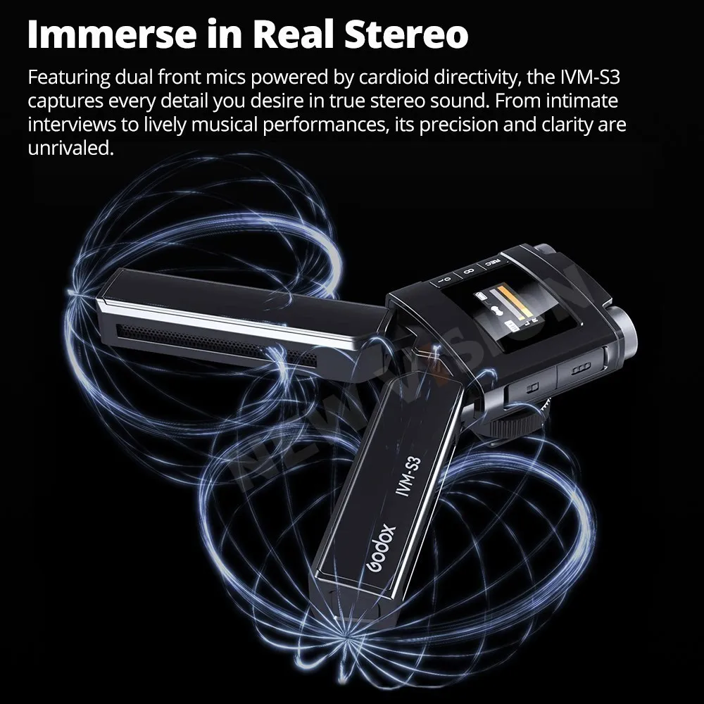 Godox IVM-S3 Machine-top Gun Type Cardioid Microphone with Built-in Lithium Battery for DSLR Phones Live Outdoors Interviews