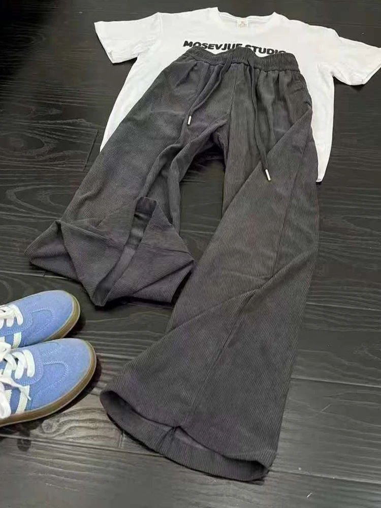 

ey Corduroy Soft Drapey Men's Autumn Straight Leg Loose Lazy Wide Leg Pants Casual Sports Trousers Retro Sle Straight Pants