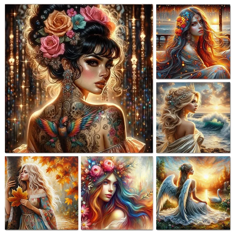 

Набор алмазной живописи «сделай сам», новая коллекция, татуировка, женщина, полный горный хрусталь, ангел, Алмазная мозаика, вышивка, пейзаж, домашняя картина