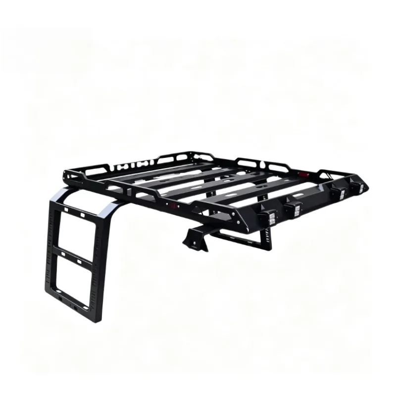 Roof Rack Cargo Basket with Side Ladders for 2007-2017 JK 4 Door, Steel 4X4 Off-road Luggage Carrier Modification Kit