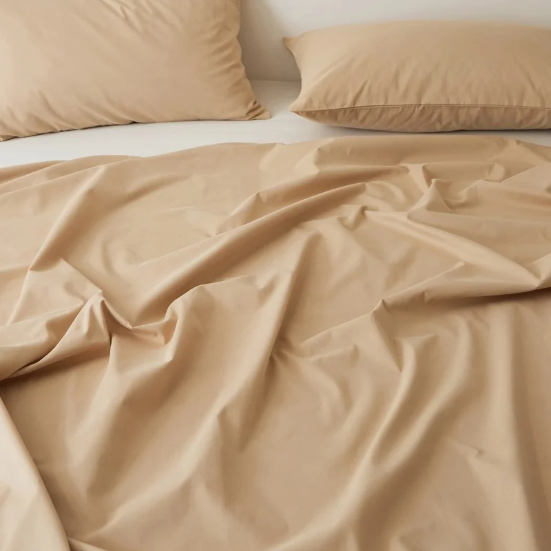 Bed Sheet Set 4 Piece 100% Pure Cotton Bedding 1 Flat Sheet 1 Deep Pocket Fitted Sheet 2 Pillowcases Cal King Size Sheets Set