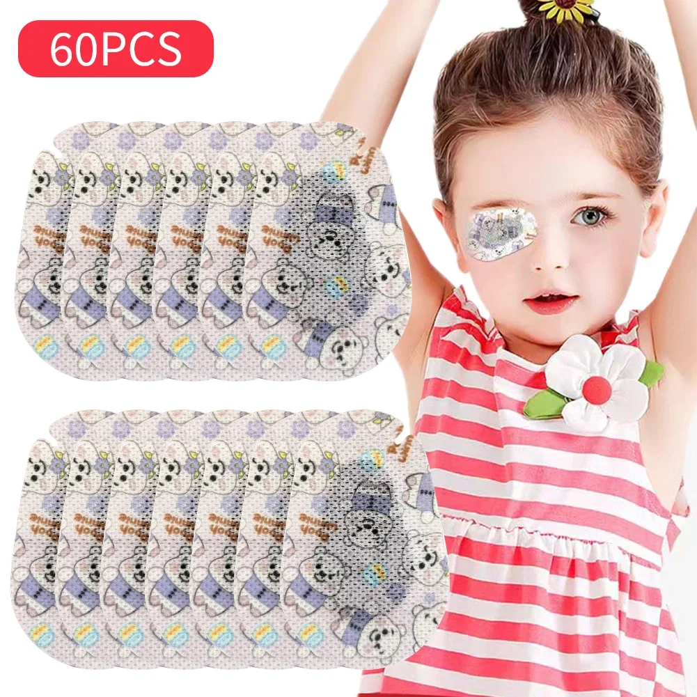 60Pcs Breathable Amblyopia Eye Patch Band Aid Skin Color Kids Disposable Medical Sterile Eye Pad Adhesive Bandages First Aid Kit