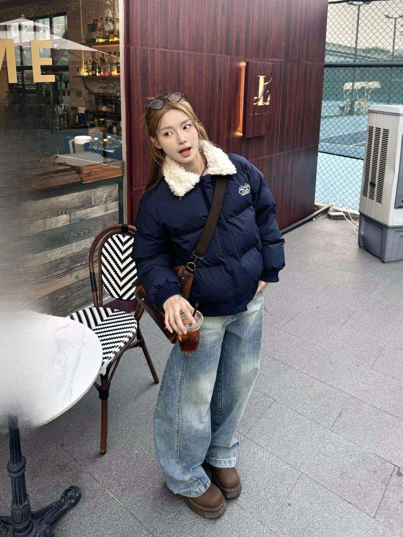 

XFX American Retro Thiened Warm Lamb Fur Collar Cotton Jaet Women's Autumn Winter Casual Zipper Outerwear Trendy Street S...