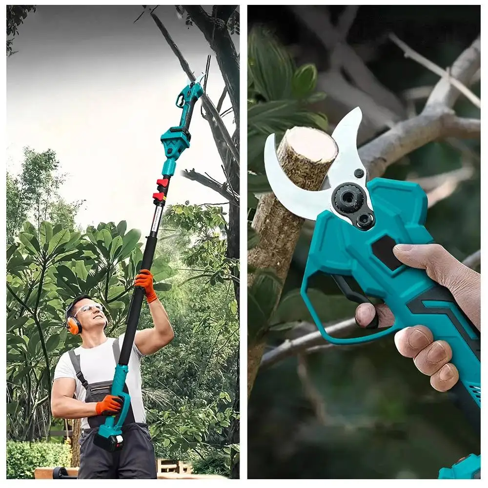 35mm Brushless Electric Scissors Pruner with 2.8m Telescopic Extension Pole Fruit Tree Bonsai Pruning for Makita 18V Battery