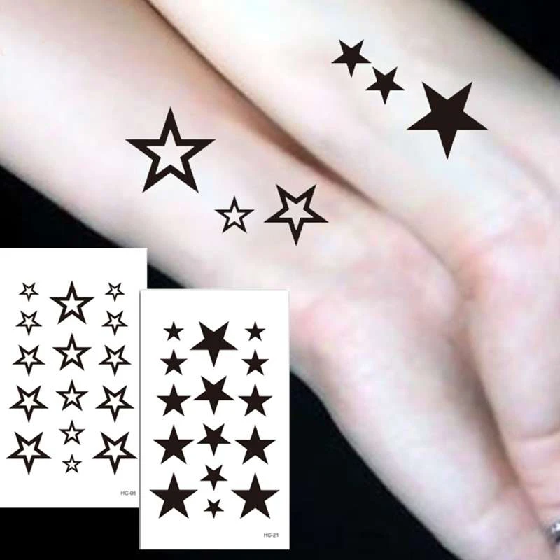 10 قطعة ملصق وشم مؤقت مقاوم للماء مثير الشفاه قطع نجمة الخماسي حفلة الشرير الصليب ملصق للجسم الذراع الساق تاج الوشم