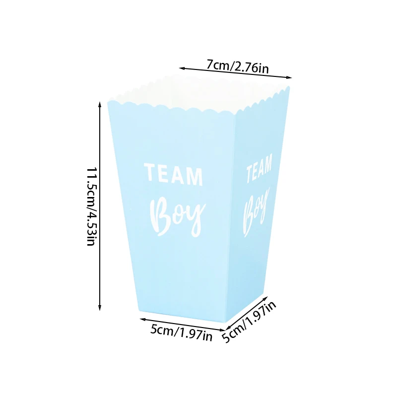 성별 공개 소년 소녀 팝콘 박스, 팀 소년 소녀 캔디 트리트 박스, 베이비 샤워 생일 파티 장식, 포장 용품, 6 개