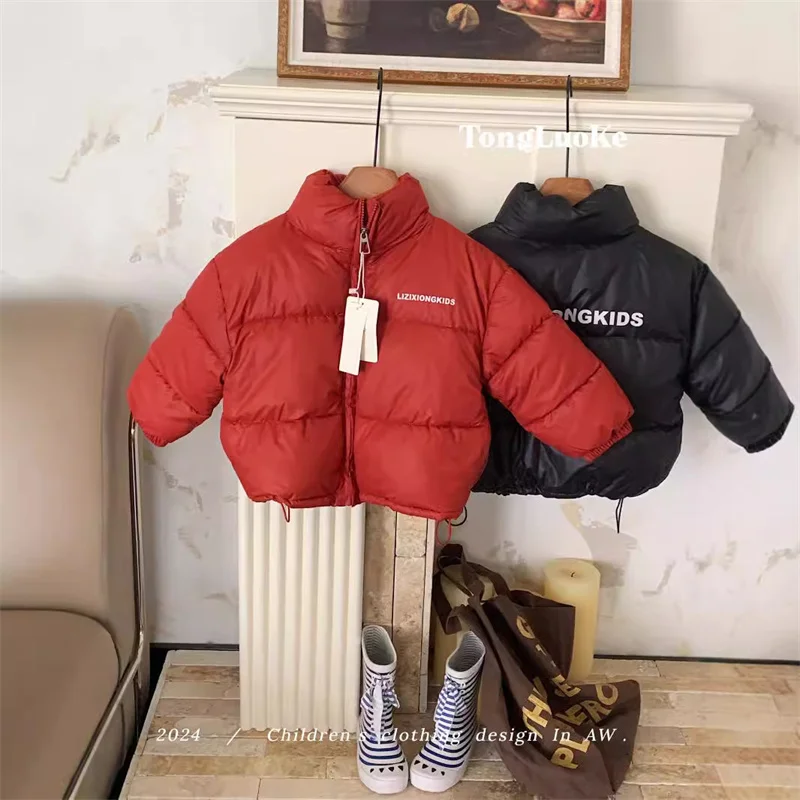 Winter Standing Collar Coats Children Thicken Down Jackets Kids Lightweight Cotton Outerwear New Boys Girls Windbreaker Parkas