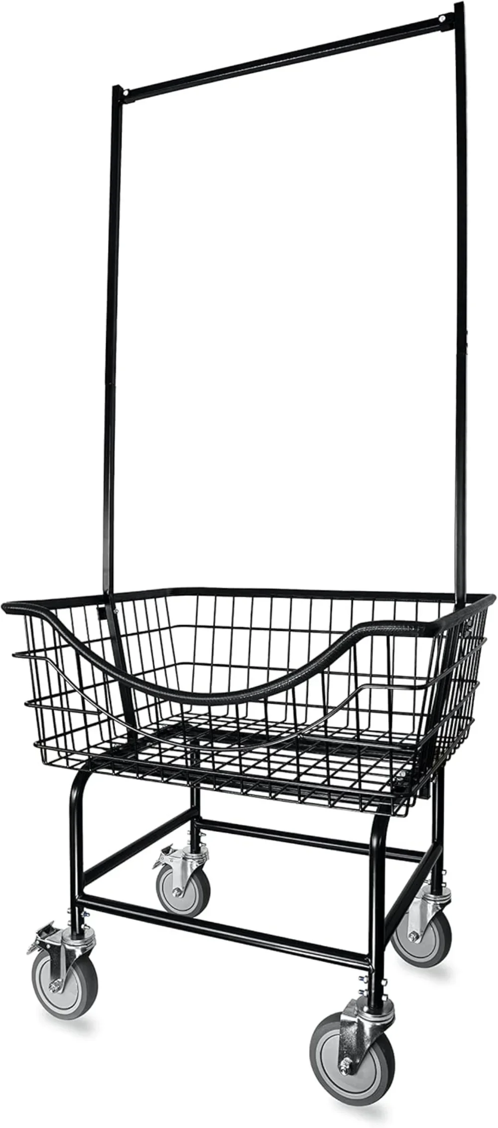 

LVP Big Brother Commercial Laundry Cart with Dual Pole Rack 3.25 Bushels (Matte Black Vinyl Anti Rust Coating)