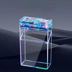 Clear Cigarette Case with Lighter, Colored Lights, Rechargeable Cigarette Case, 20-pack Cigarette Case Lighter
