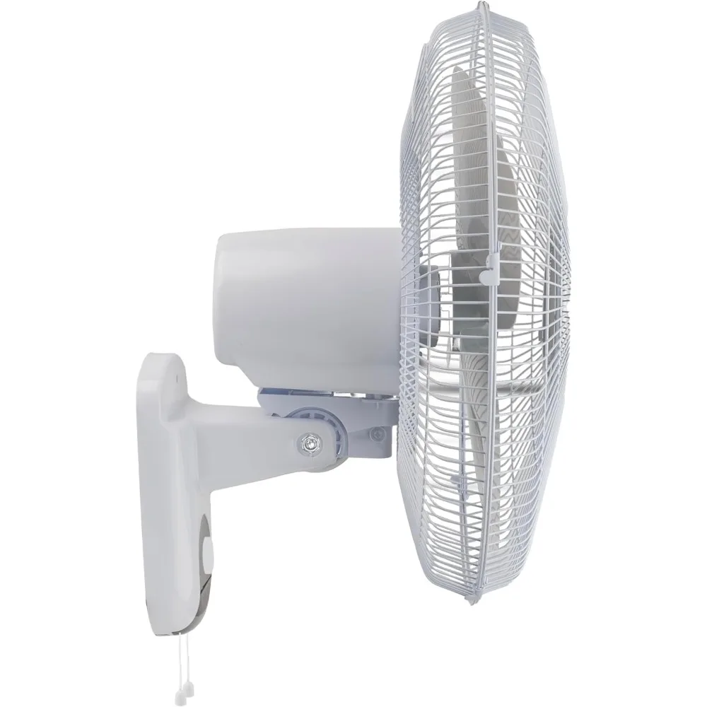 Comfort Zone Oscillating Wall Mount Fan with Adjustable Tilt, 16 inch, 3 Speed, Metal Grille, 90 Degree Oscillation, Airflow 14.