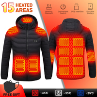 Men Winter 19 Areas Heated Jacket USB Warm Heating Undershirt Electric Heating Jacket Clothing Can Heated Cotton Jacket S-6XL