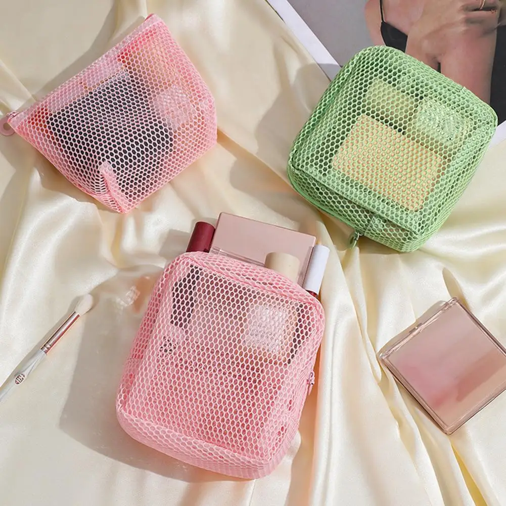 

Square Mesh Cosmetic Bag Portable Lipstick Cosmetic Case Bag Multi-purpose Storage Cute Storage Bag Zipper Student Sundries X5V4