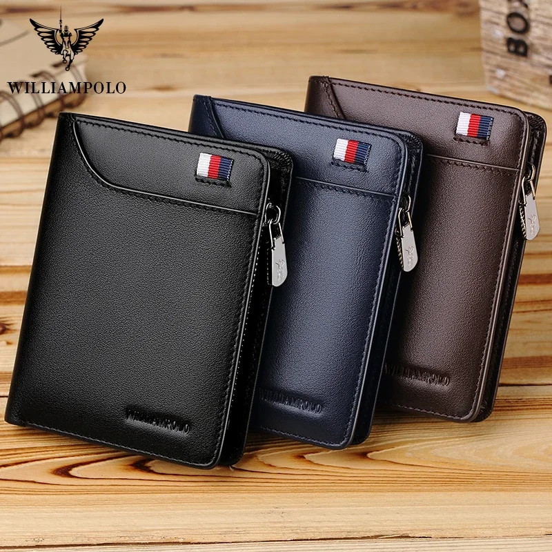 Men Short Wallet Luxury Genuine Leather Wallet For Men Women Purse Standard Card Holders High Quality Zipper Wallets