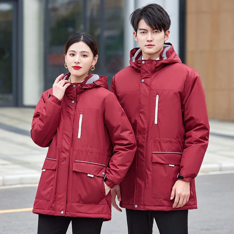 Black Jewelry Shop down Cotton-Padded Jacket Overalls Women's Mid-Length Business Wear Cotton-Padded Jacket Winter Workwear Cott - Image 4