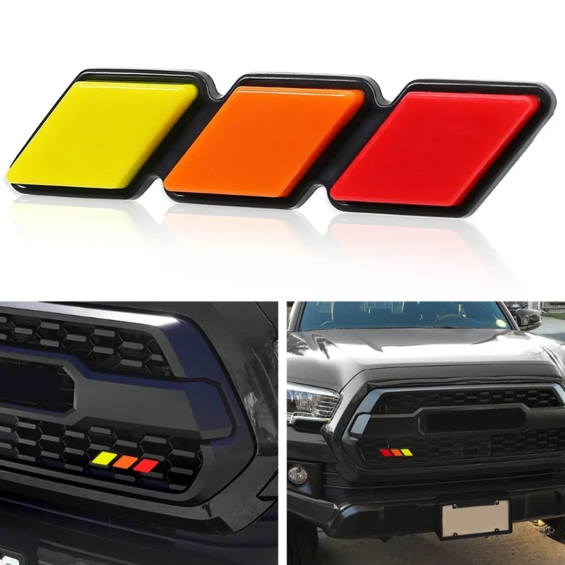 Tri-color 3 Grille Badge Emblem For Toyota For Tacoma 4Runner For Tundra Highlande Modified Decorative Strip Of Air Inlet Grille