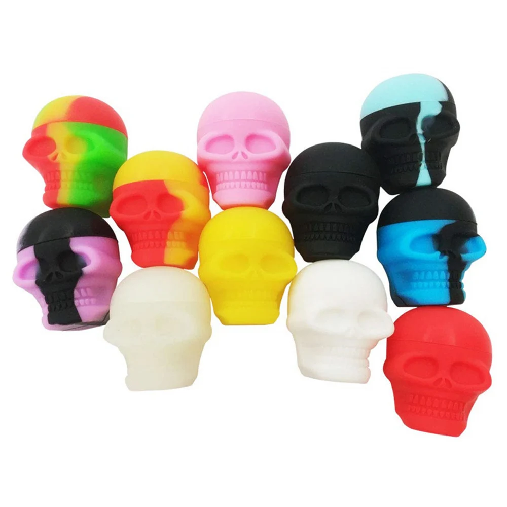 

2/3/5PCS Silicone Storage Box Skull Container 3ml Non Stick Oil Wax Storage Case
