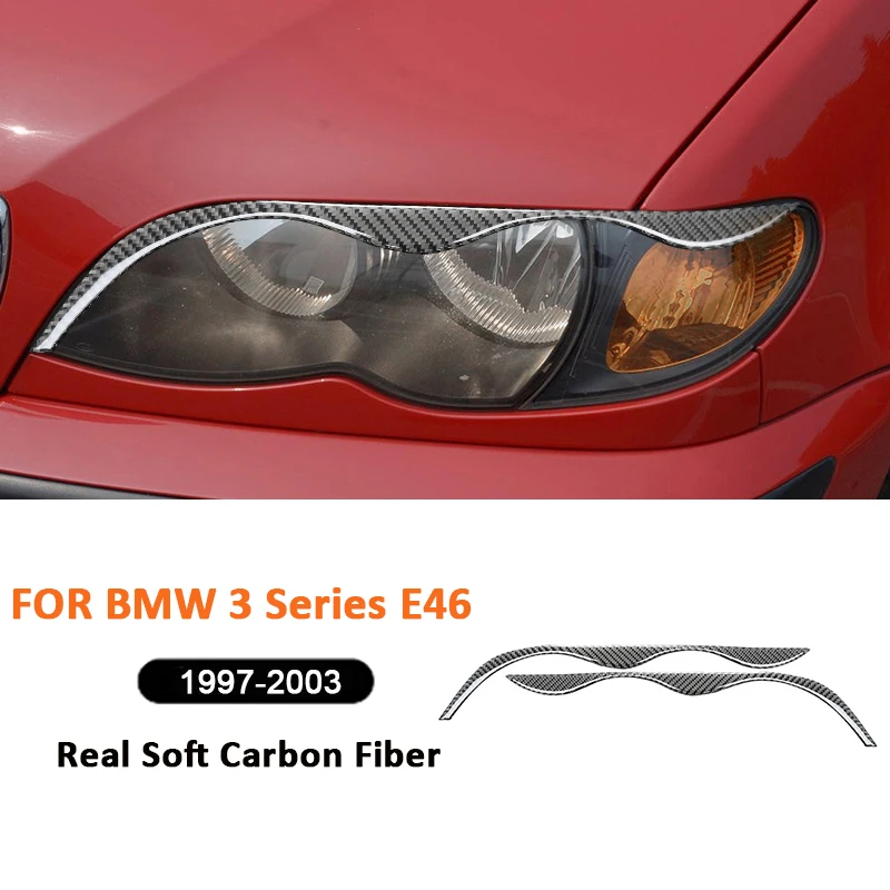 

For BMW 3 Series E46 1997-2003 Carbon Fiber 2PCS Car Headlight Eyebrow Protection Strips Decorative Sticker Exterior Accessories