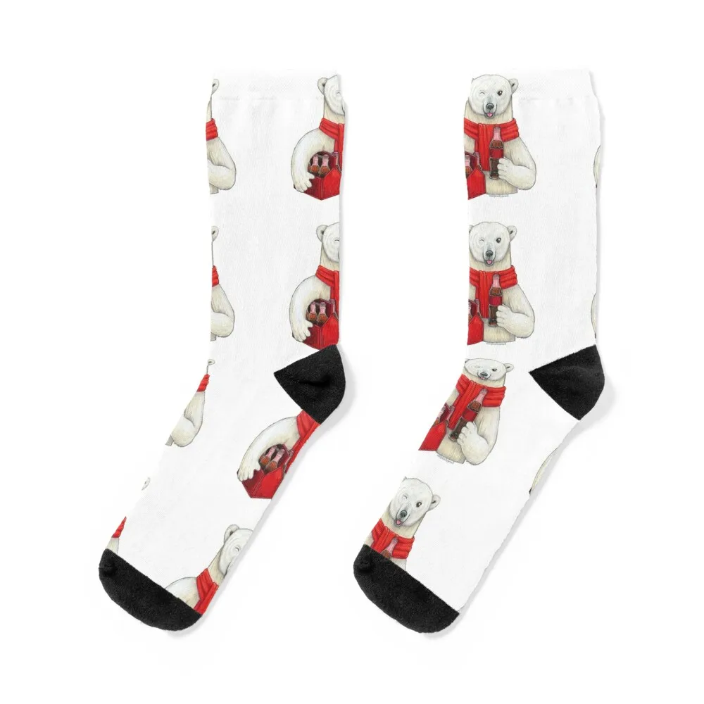Coca-Cola Polar Bear Socks with print Climbing cute Socks Female Men's