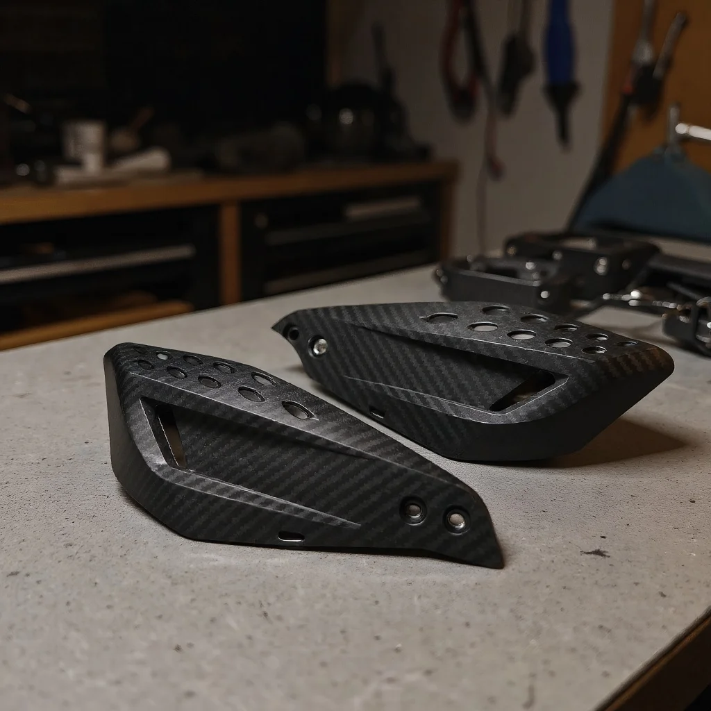 

Dirt Bike Hand Guards - Carbon Fiber PP Shields with Brake Cutouts - Wind/Shock Proof for Honda/KTM - Black