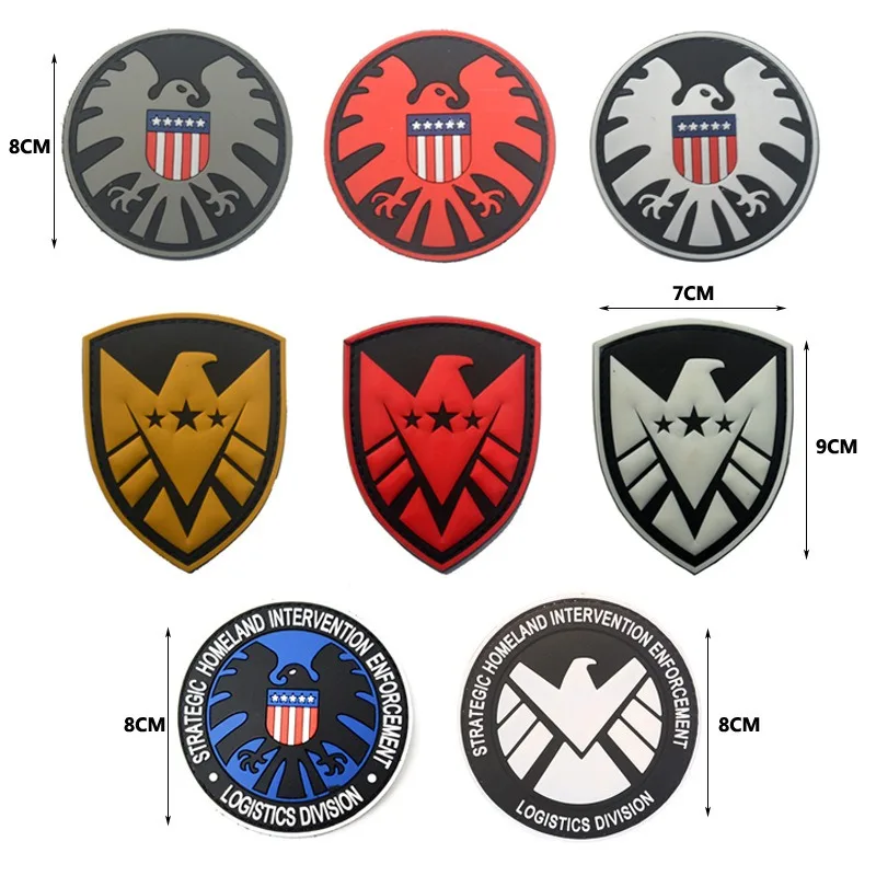 Avengers: S.H.I.E.L.D. luminous hook and loop patches badge, Captain America badge, 3D morale armband, backpack hat, DIY patch