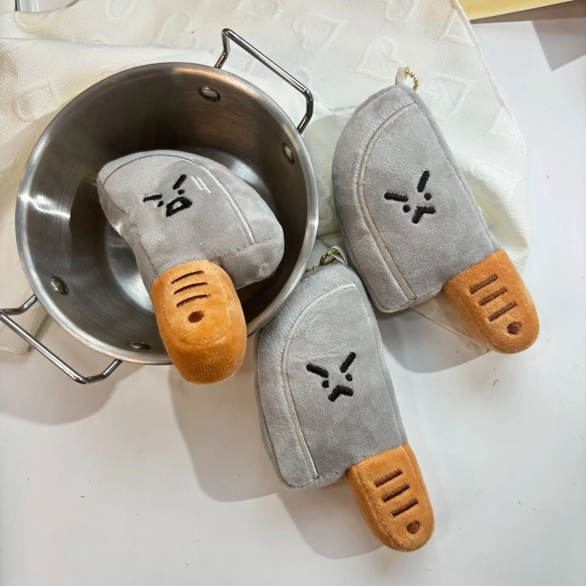 Bag Chain Kitchen Knife Plush Pendant Angry Expression Creative And Funny Knife Mini Pendant Backpack Pendant Keychain Pendant