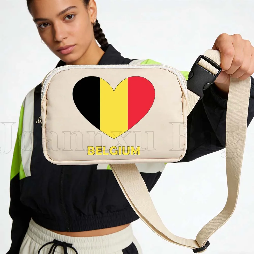 

Модная поясная сумка для йоги с флагом Бельгии, спортивная сумка для телефона, портативная унисекс-сумка для фитнеса, йоги, бега, милый женский подарок