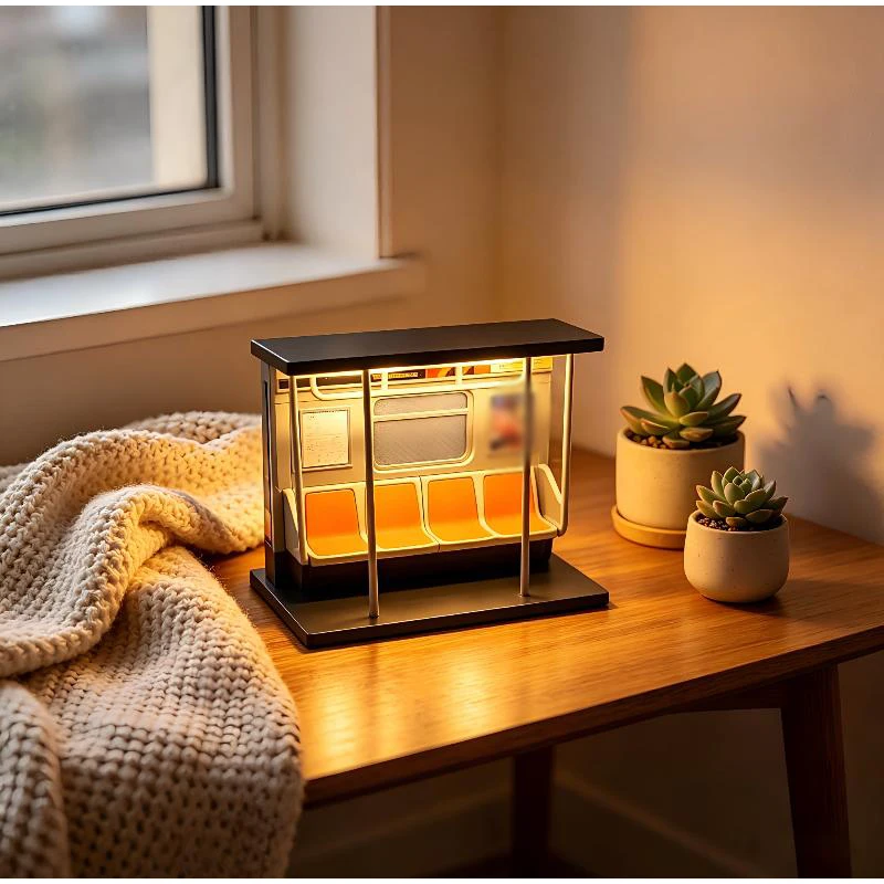 2026 New Vintage Subway Train Lamp Decorative Ornament USB Plug-in Classic Subway Train Table Lamp With Warm Led Light 1/2CS