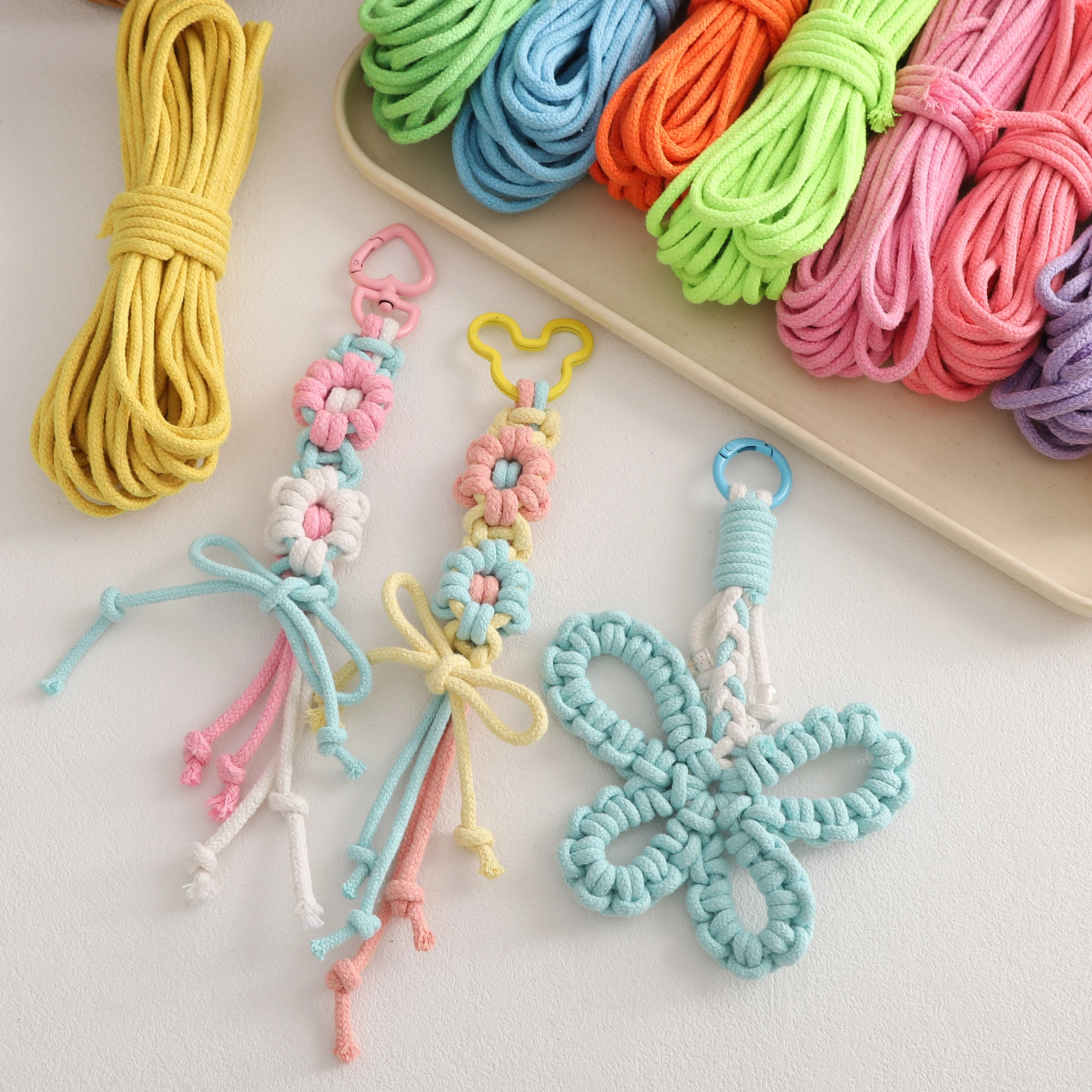 

4mm 10m/bag Multi-Colored Woven Rope Cord DIY for Handmade Keychains Phone Straps Decorative Pendants Craft Accessories