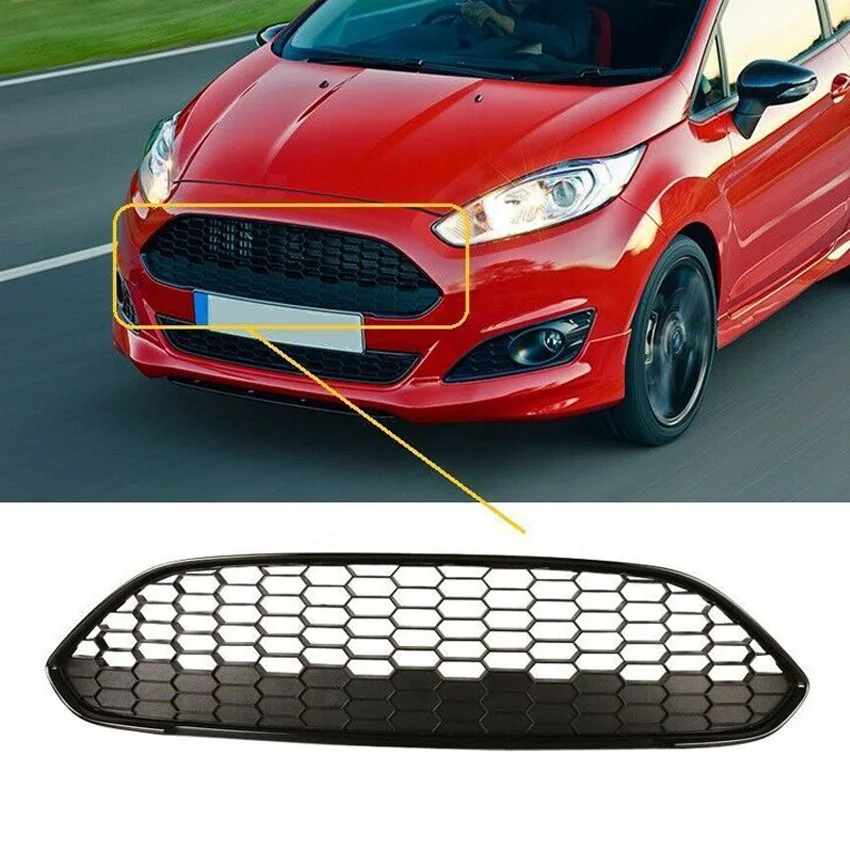 Honeycomb Mesh Front Bumper Racing Grills Upper Center Grille for Ford Fiesta Zetec-S MK7 JA8 2013-2017 ST Style Body Kits Trim view 4