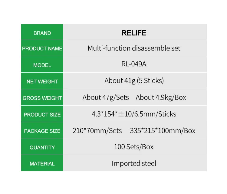 RELIFE RL-049A Doppelköpfiges Multifunktions-Hebelmesser für iPhone und Android zum Entfernen der Glasrückabdeckung, Blechschabemesser-Werkzeug – Detail 6