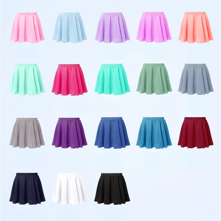 Adult Tutu Female Dance Practice Skirts Mini Skirt Gauze Skirt Children Dance Short Skirt with Chiffon Elastic Waist Skirt