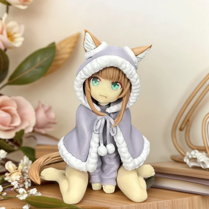 

Anime Golden Head Cat Figure Doll Kawaii Soybean Toys My Cat Is A Girl Action Figure Sitting Model PVC Collection Peripheral Toy