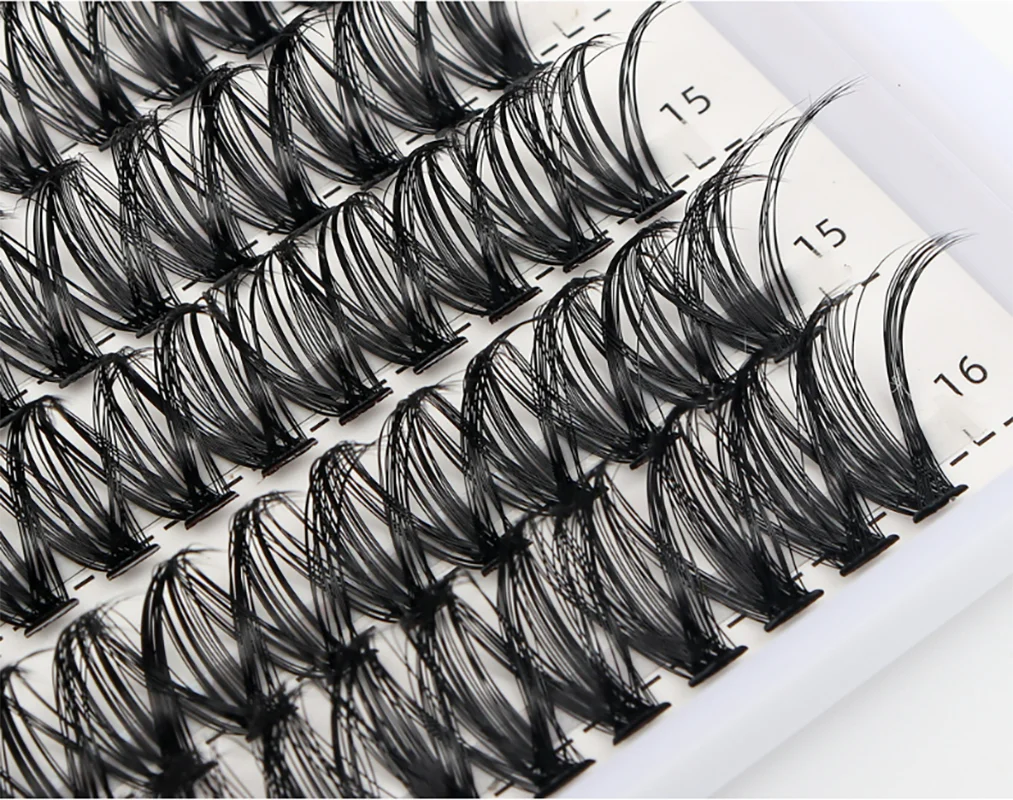 14 rows of D-curve large capacity grafting false eyelashes 30P/40P single cluster mixed natural dense segmented false eyelashes