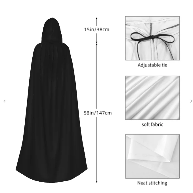 Gothic Spider and Web Halloween Hooded Robe Cloak Christmas Holiday Party Hoodies Cape Cosplay Costumes (Unisex)