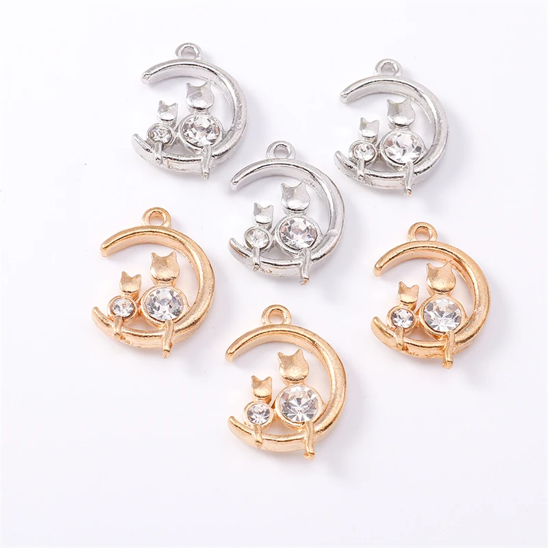 

Duarte 20Pcs/Lot Cartoon Crystal Animal Cat Charms Moon Charms Pendants for Jewelry Making Earrings Necklaces DIY Craft Supplies