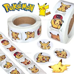 Pokemon adesivos para crianças, adesivos dos desenhos animados, pikachu, 2,5 cm, vedação, presente bonito, scrapbook, selo envelope, diy, 500pcs