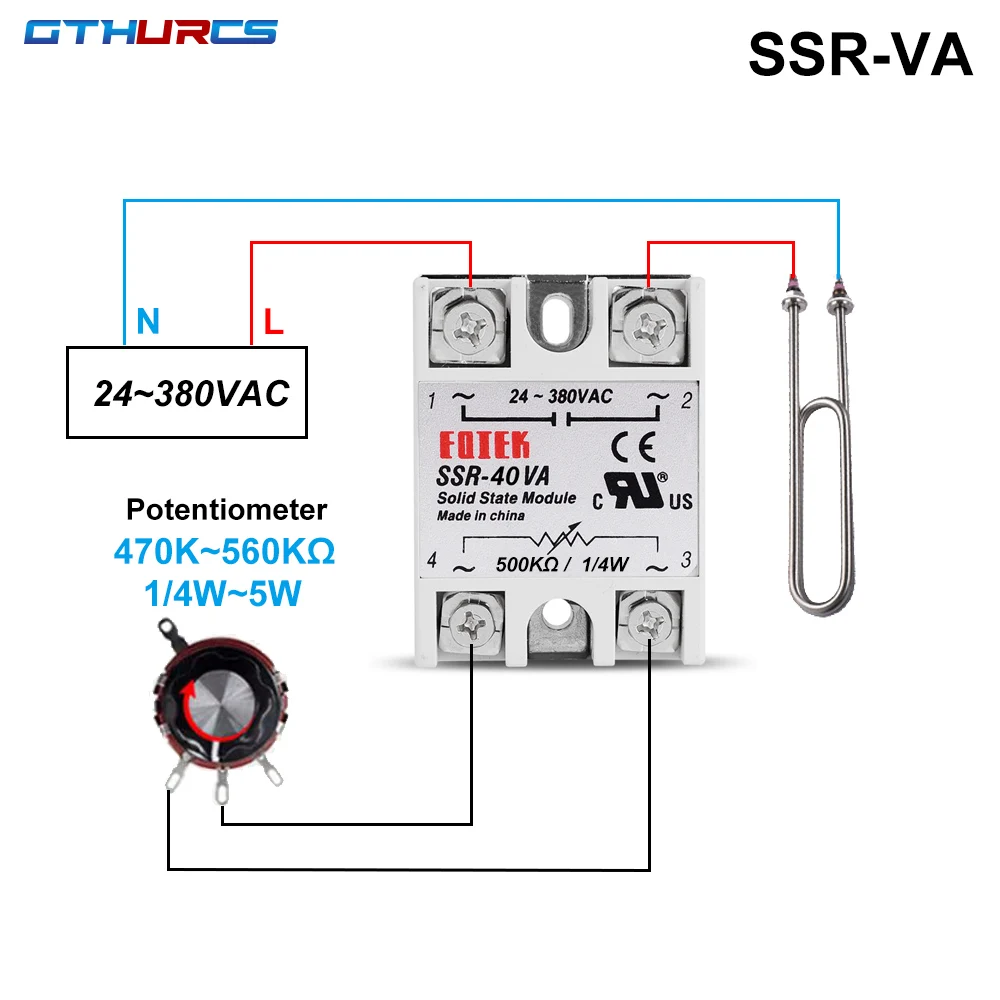 SSR 10VA 25VA 40VA  Solid State Relay Voltage Regulator 24-380V AC Output with Potentiometer 10A 25A 40A