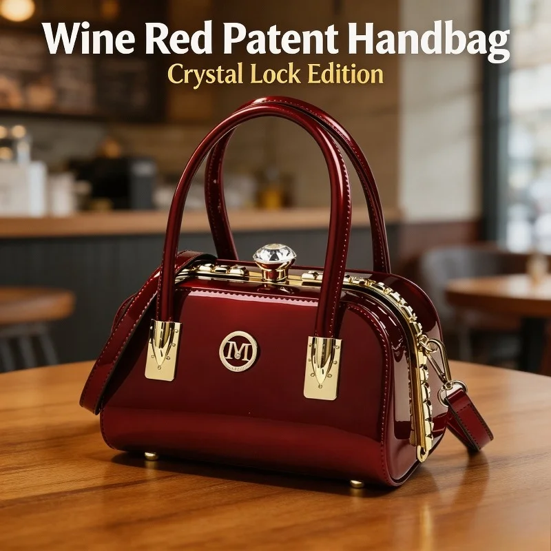 Top Handle Patent Bag - Women Glossy Patent Leather Doctor Bag