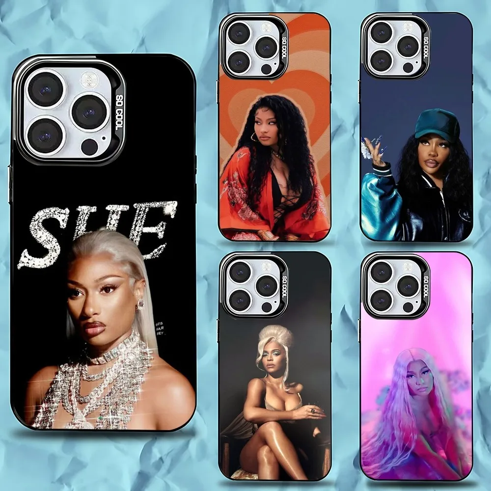 

Singer M-Megan Thee Stallion Phone Case For iPhone 16,15,14,13,12,11,Pro,Max,Plus,Mini,XS,SE Anti Fall Black Matte Hard Bumper