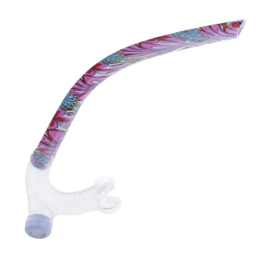 Swim Centre Line Snorkel Silicone Breathing Tube Soft Mouthpiece Center Mount Gear with Strap for Snorkeling and Swim Drills